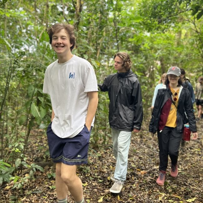 students rainforest walk