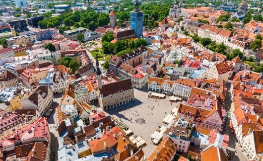 downtown tallinn estonia aerial view