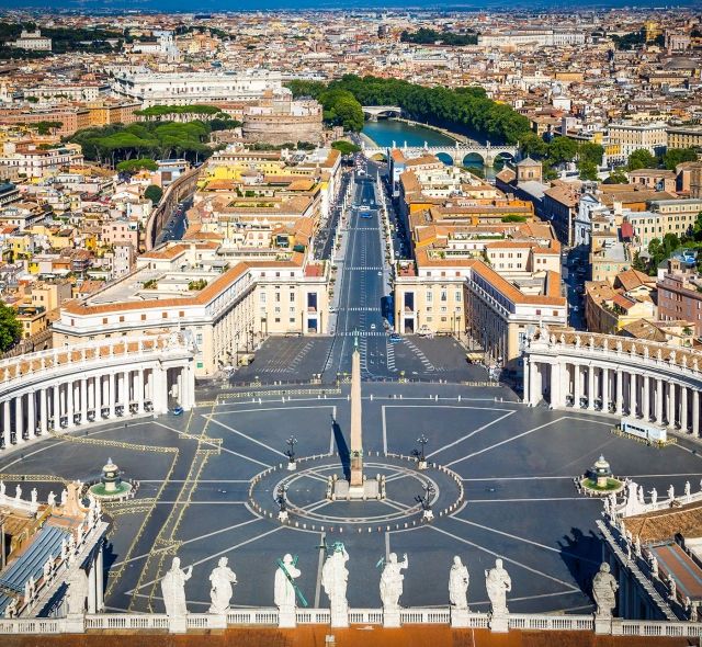 vatican city downtown rome plaza aerial view