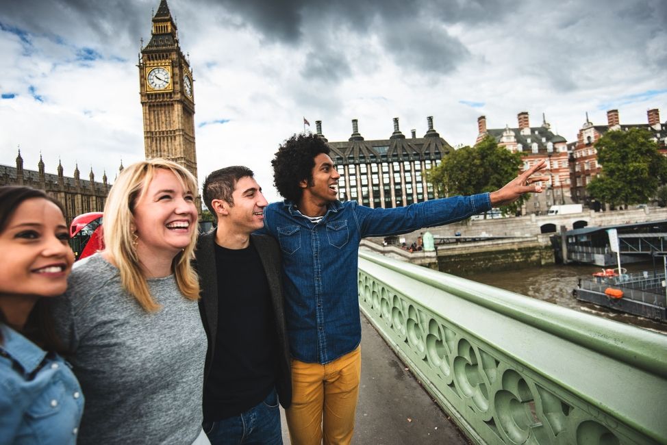 london happy students at Big Ben