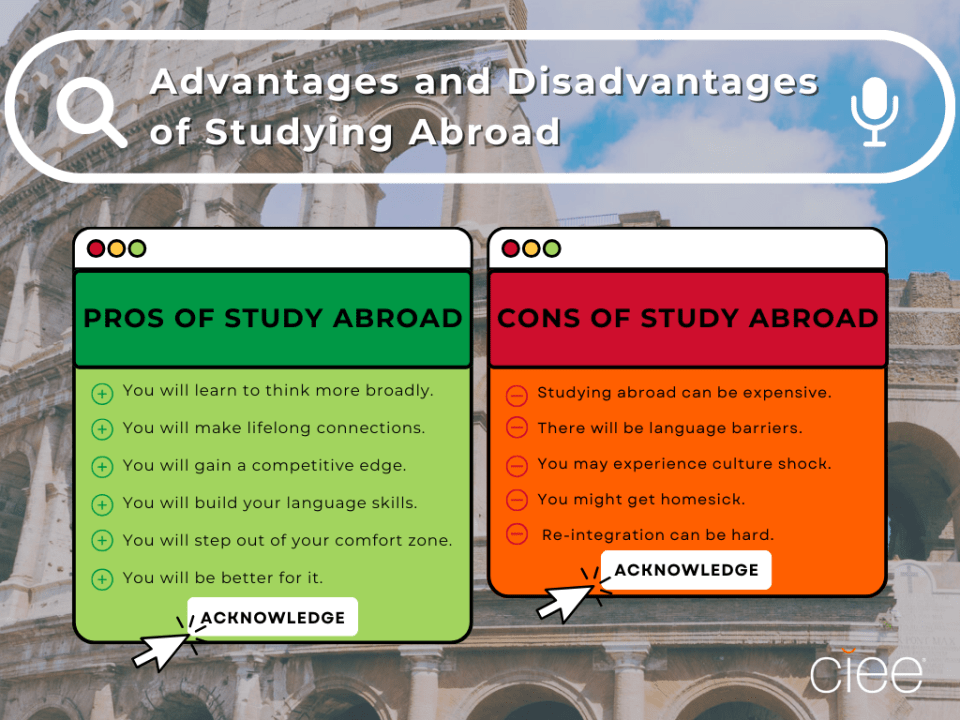 advantages and disadvantages of study abroad