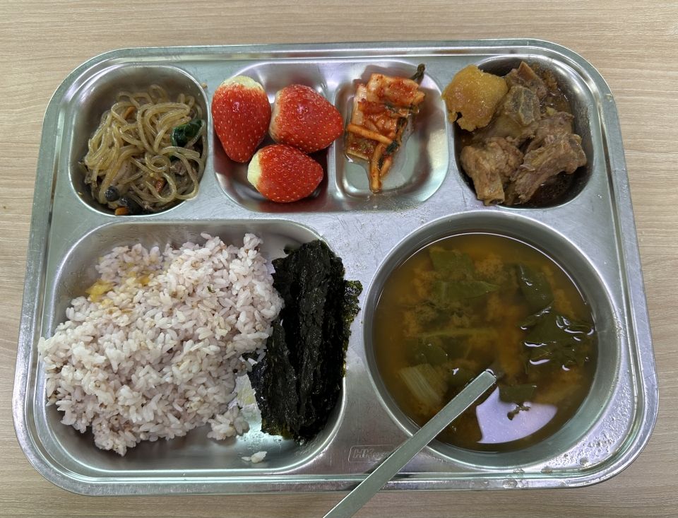 A typical Korean school lunch