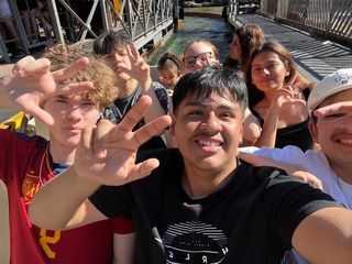 Students on rides at the theme park