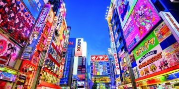 tokyo street with neon lights