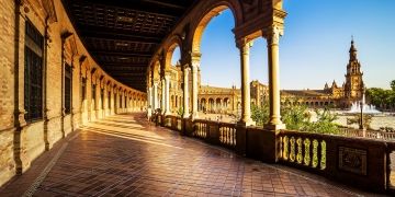 famous plaza in seville spain sun