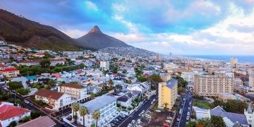 cape town aerial view of coastline sunny day