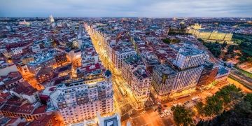 Madrid skyline at night