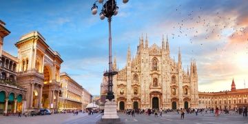 Milan Piazza Duomo at sunset