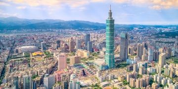 aerial view taipei downtown