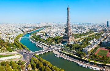 paris eiffel tower aerial view