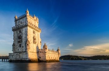 lisbon famous castle sunny day water