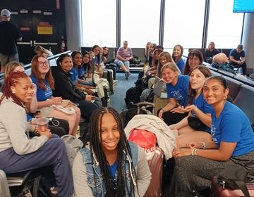 group of students flying from Chicago to Barcelona