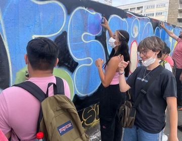 Rennes Language and Culture students creating their own street art mural
