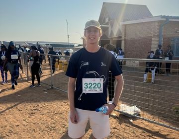 A picture of Arthur at the University of Botswana stadium during the marathon.