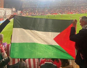 Palestinian flag at football match