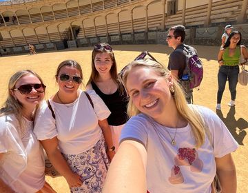 students abroad together selfie