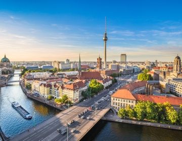 Aerial view of Berlin waterway