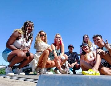 high school students in seville posing for photo