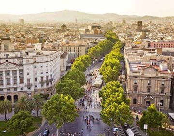 downtown barcelona aerial view