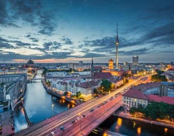 Berlin tower at night