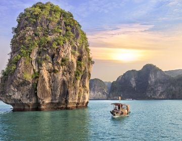 Boat on the ocean in Hanoi, Vietnam