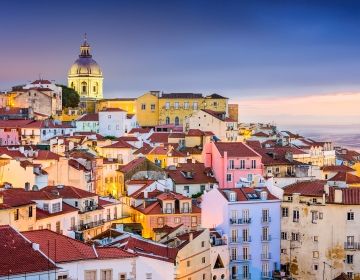 lisbon city at dusk