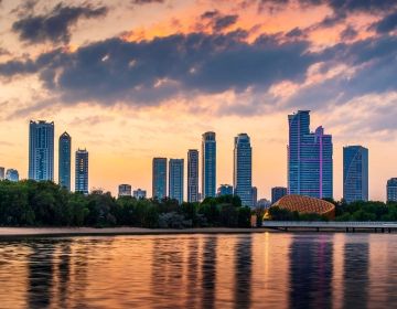 Sharjah skyline in the United Arab Emirates