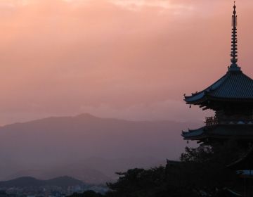 temple kyoto japan sunset