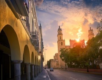 yucatan mexico street sunset