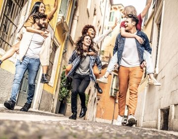 milan young people having fun in the street