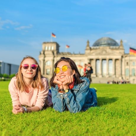 berlin interns sitting in lawn