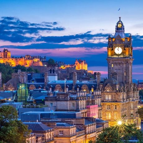 edinburgh nighttime aerial view city