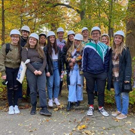 berlin interns outside hardhats