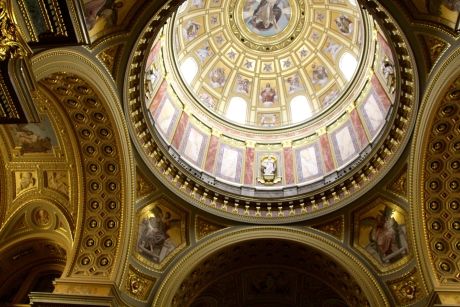 Ceiling mural in historic building in Budapest