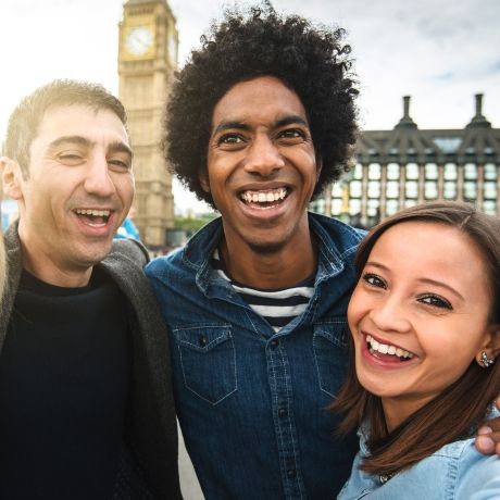 London students in front of Big Ben