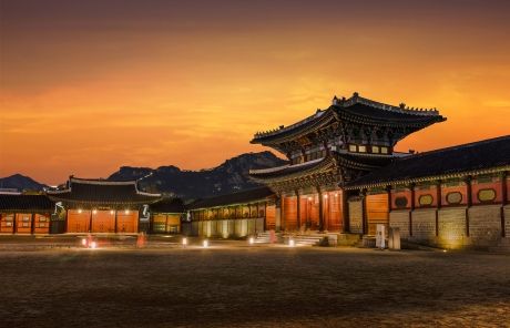 temple seoul south korea sunset