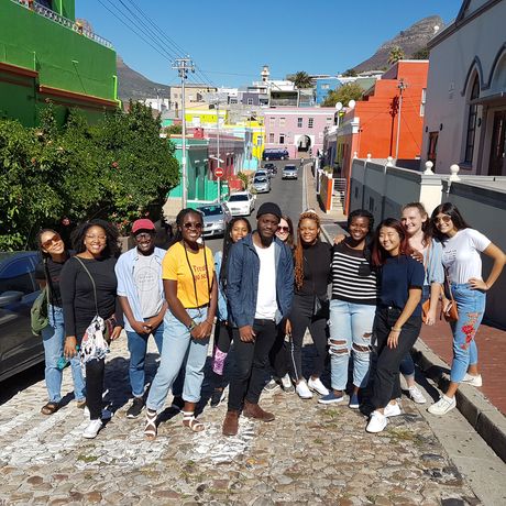 cape town student group posing in street