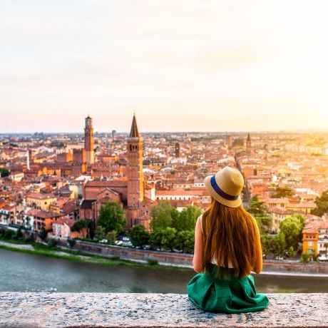 verona woman overlooking city