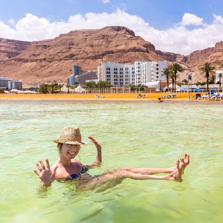 amman woman floating the dead sea