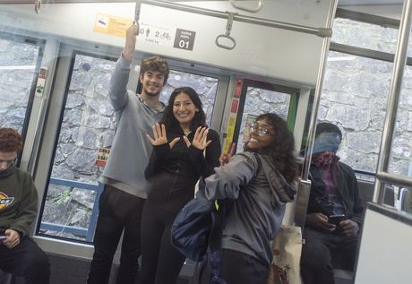 Students on train