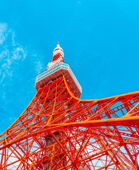 tokyo tower from low angle