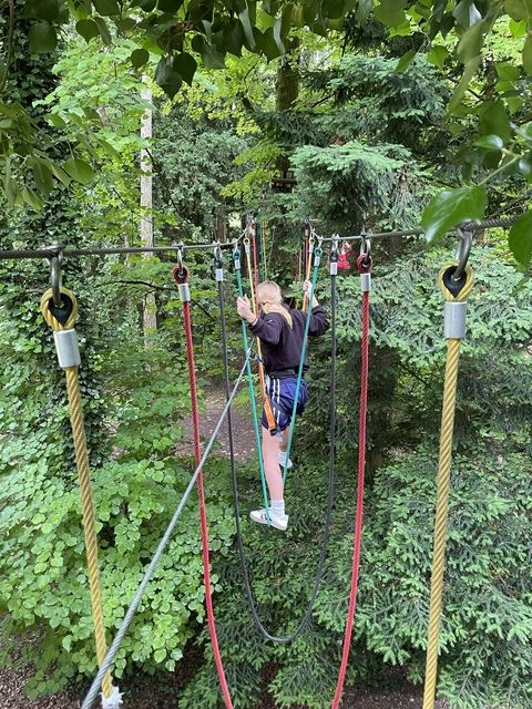 Kaia on the ropes course