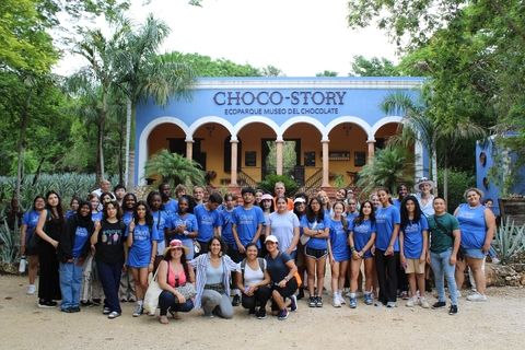 CIEE students stand as a group in front of Choco-Story