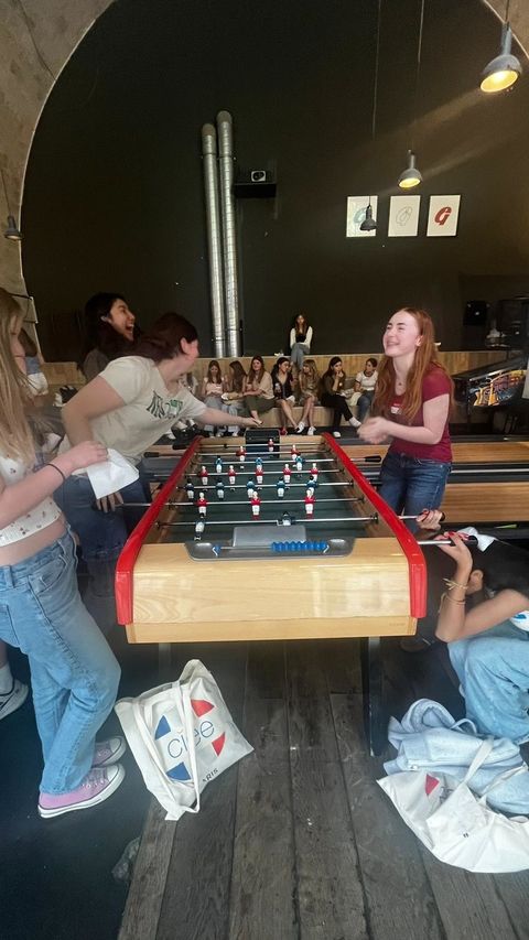 Serious foosball playing happening