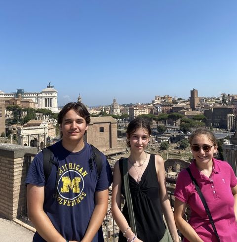 Students at the top of Palatine Hill.