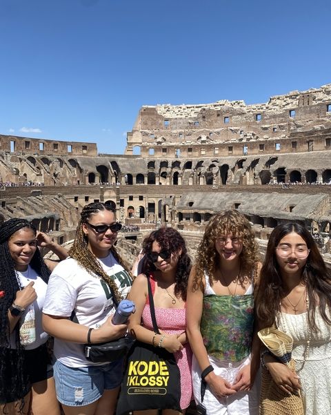 Students inside the Colosseum