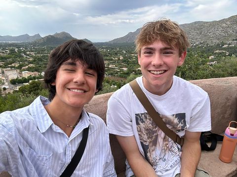 Smiling high school students on program in Palma de Mallorca