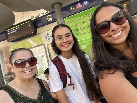 Homestay mother and her two on-program students taking a selfie