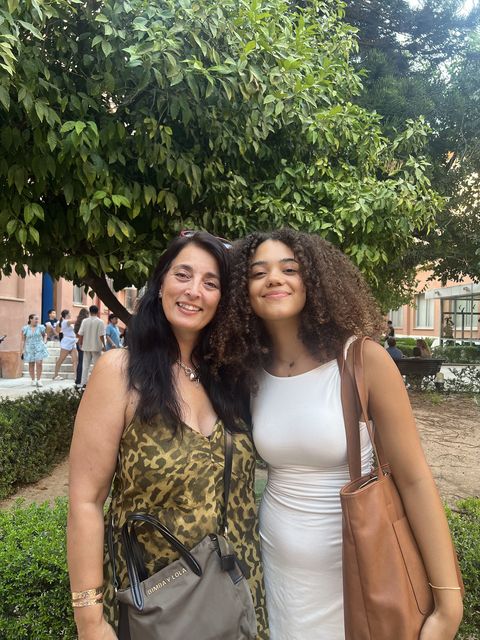 Student smiling with host parent in garden in Palma