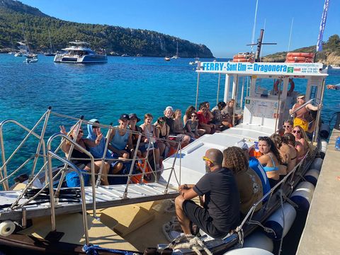 Students taking ferry between islands